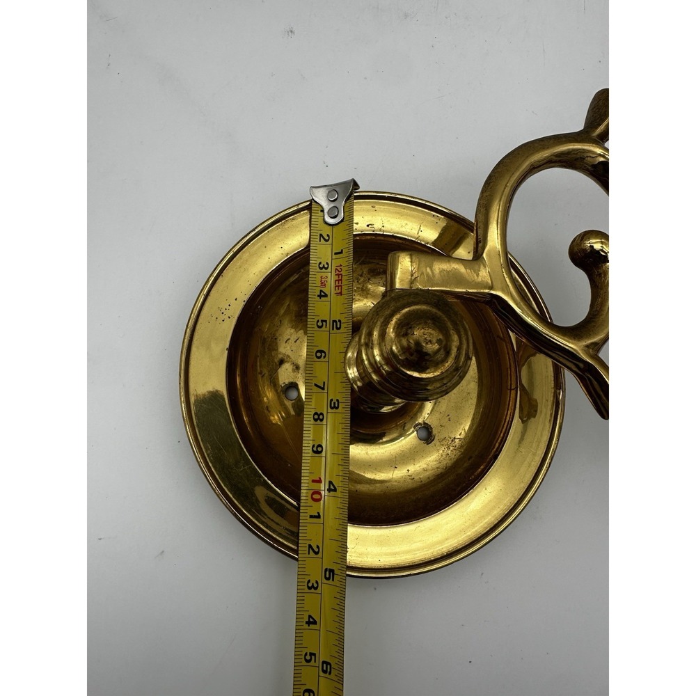 VGT Lacouered Brass Wall Mount Rare Swing Swivel Candlestick Holders 9" EUC - Picture 7 of 9